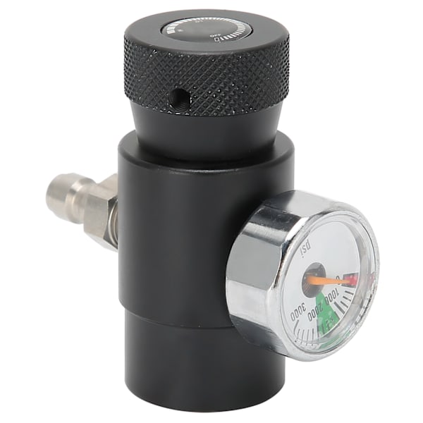 Justerbar CO2-påfyldningsadapterventil med 8 mm hanhoved ASA 3000psi trykmåler sort