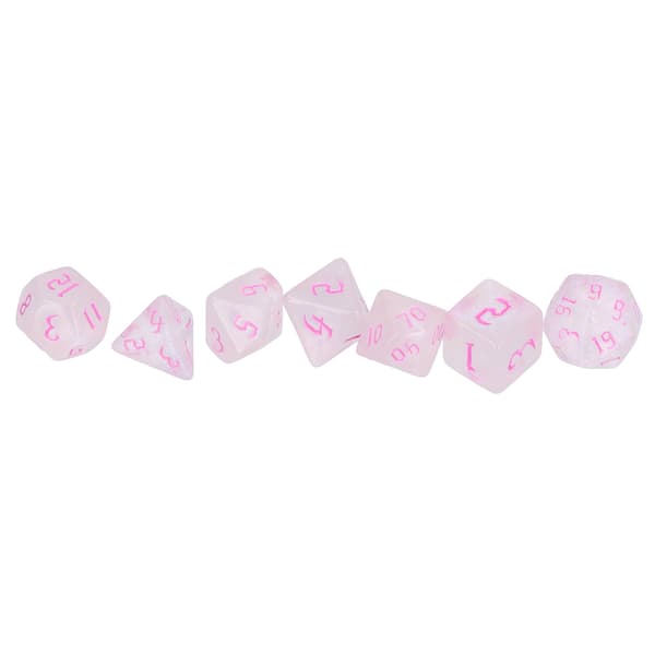 7st Polyhedral Tärningar Akryl Vita Polyhedral 7-sidiga Tärningsspel Leksaker för Rollspel Rosa