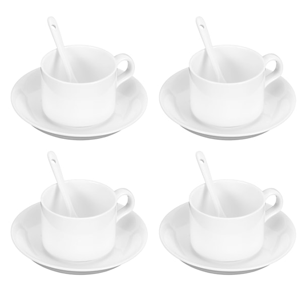 4 Set Hög Benporslin Kaffe Set Kaffe Mugg med Fat Skål Sked Te Mugg Dryckesvaror