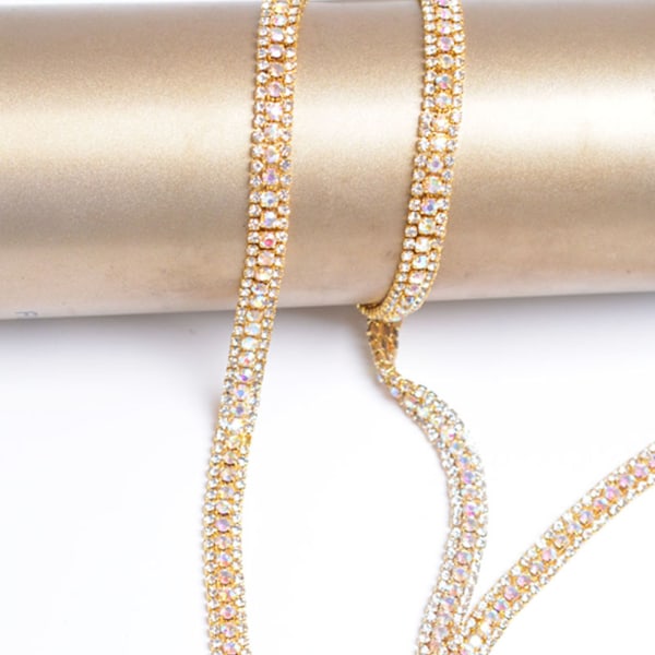 3 rader diamantnett wrap rull glitrende krystallrhinestonebånd bryllupskjoledekorasjon