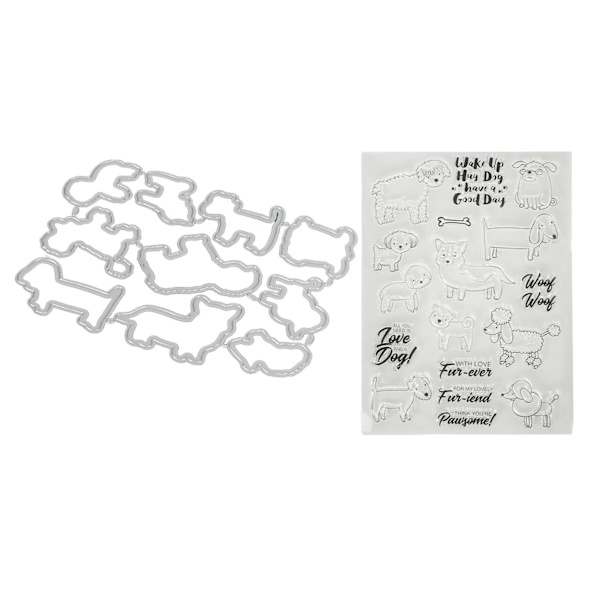 Klart stempelsett unikt hund- og saue-design transparent stempel preging skjærende dyse sett for DIY Scrapbook håndverk