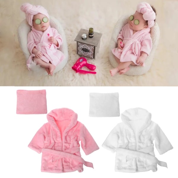 Nyfödd babyfotografering fotorekvisita kostym spädbarn badrockar badhandduksset för pojkar flickor