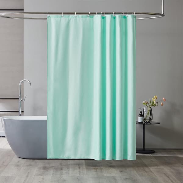 Duschdraperi, Mintgrön, 180x180cm, Anti-Mögel, Polyestertyg, Vattentätt, Tjockt, Tvättbart Baddraperi, Krokar, Tyngd