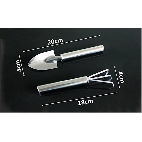 2 st Trädgårdsredskapsset Mini Spade och Kratta Rostfritt Stål Planteringsspade Trädgårdstillbehör för Blomma Suckulent Växt
