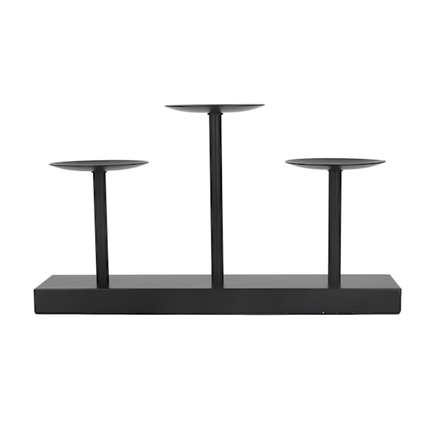 Pelare Ljusstake 3 Plattor Matt Svart Retro Design Robust Metallstruktur Pelare Kandelaber för Bröllopsfest Bar