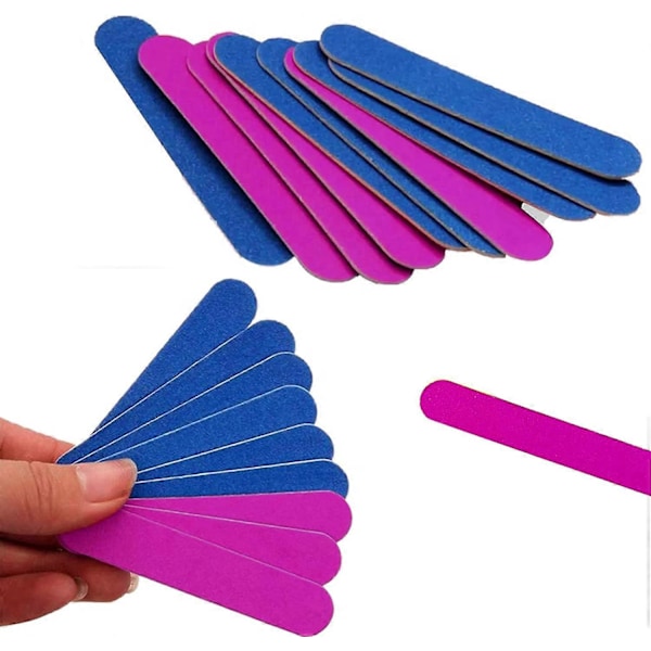 100 stk Mini Dobbeltsidige Neglefiler 180/240 Grit, Profesjonelle Bærbare Neglefiler, Neglefil, Neglestylingverktøy for Hjem og Salong