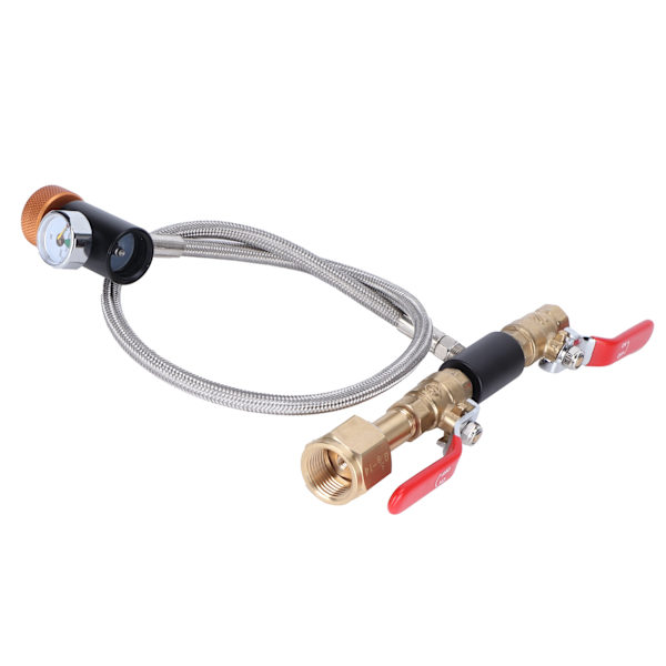 CO2 Universal Ekstern Slange Adapter G5/8-14 24in Dobbel Ventil Soda PTFE Slange med ASA3000psi Måler