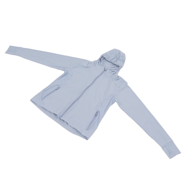 Andningsbar solskyddsjacka UPF 50+ Dam utomhus långärmad UV-skyddshuva (grå)(XL )