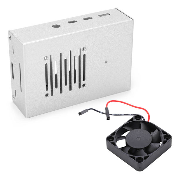 Aluminiumslegeringskabinet Køleventilator Varmeafledningsventilator til Raspberry Pi 4B Sølv