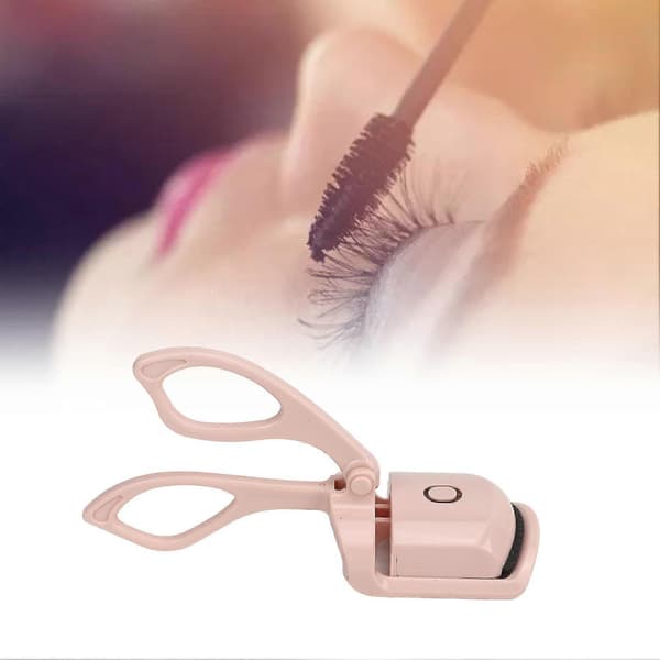 Heated Eyelash Curler 2 Heat Settings USB Rechargeable Electric Quick Preheating Eyelash Curling Tool for Natural Lashes Makeup Pink