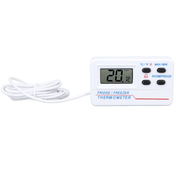 Digitalt køleskabs termometer ‑50℃ til 70℃ ‑58℉ til 158℉ Høj nøjagtighed digitalt fryser temperaturmåler med alarmfunktion