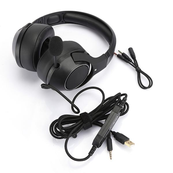 Headset för spel med huvudmonterad kabel, lysande RGB, mikrofon för PS4