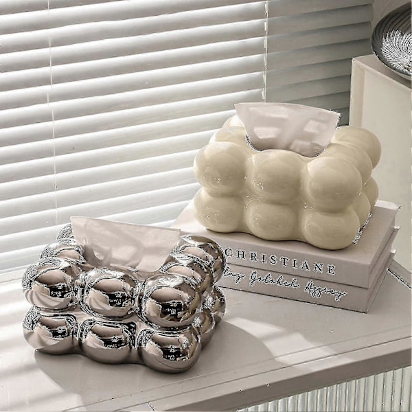 Tissue Box Hög Kapacitet Dammtät Marshmallow Form Tissue Case TA vit