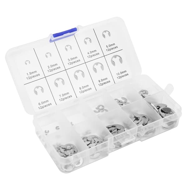 120st E Clip Bricka Kit Rostfritt Stål Öppen Låsring Axel Låsring M1.5-M10