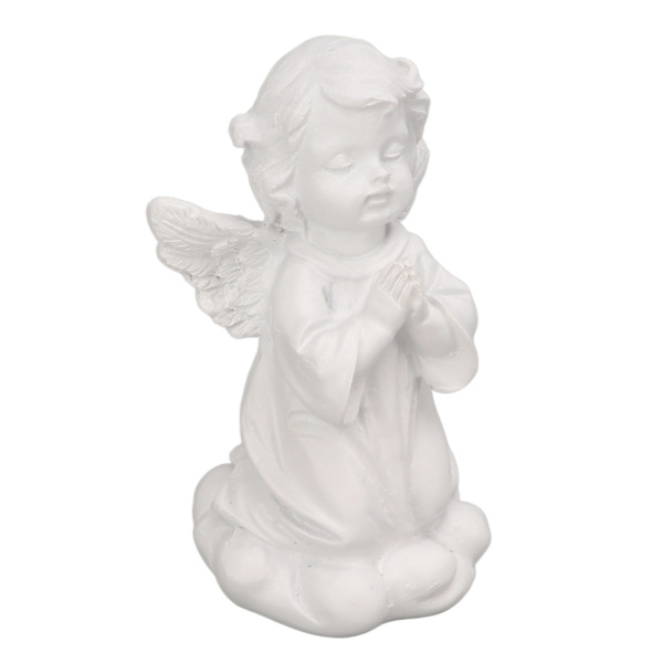 Cherub Statue Naturtro Sød Knælende Beder Holdbar Harpiks Udsøgte detaljer Haveengel til Soveværelse Kontorbibliotek