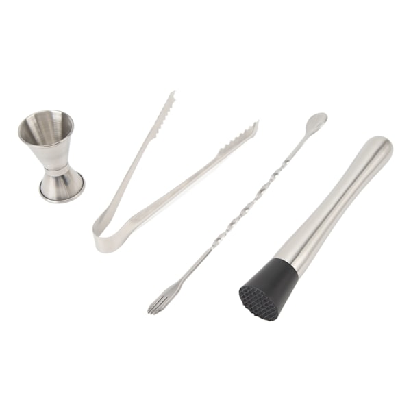 Bartender Kit Bar Tool Set i rustfrit stål Cocktail Jigger Muddler Bar Ske Ice Tong til Bartending Drink Mixing