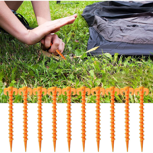 PP-tältpinnar i plast - Slitstarka markspikar för utomhustältutrustning - strand-, djungel- och leranvändning - 25,3 cm x 5 cm - gul
