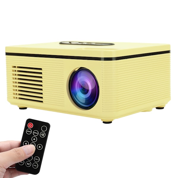 Projektor Mini LED Bærbar 1080P HDMI MultiFunksjon Hjemmekino S361 100-240V(Gul AU Plugg)