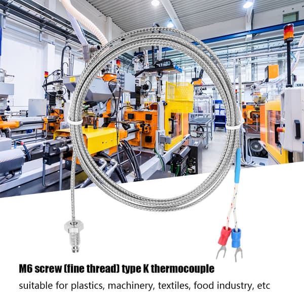 M6 Skruv Fin Gänga Typ K Termoelement Temperatursensor Kabel 0-400℃ (5 m)
