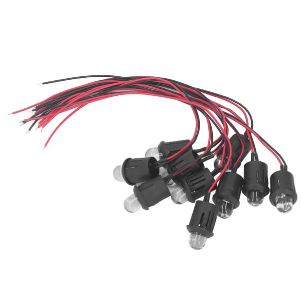 10 stk. LED-diodelys 10 mm 12V pilotlysindikator med vandtæt ledning til bilbåd rød