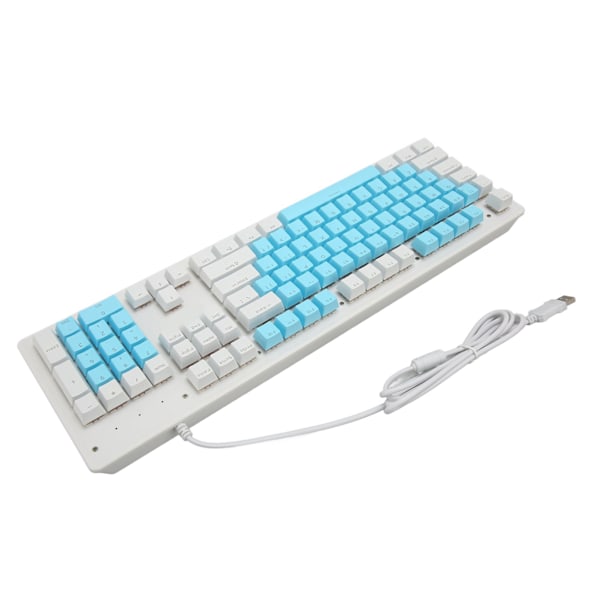 Gaming tastatur USB 104 taster mekanisk switch RGB baggrundsbelyst 4,9ft kabel kablet tastatur til stationær bærbar computer rød switch (blå hvide taster)