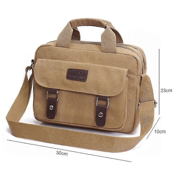 Stor Messenger Bag för Män Canvas Axelväska Plånbok Crossbody Satchel Handväskor För Resor Arbete Daglig Användning Zekai Kaffe