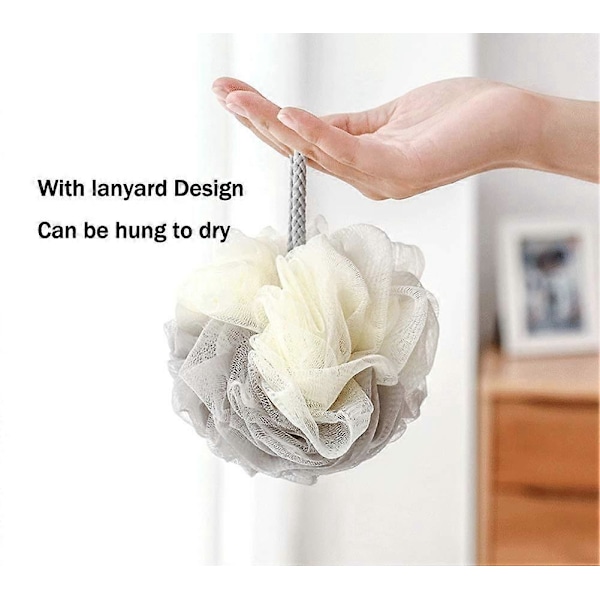 3 st Dubbelfärgad Plast Mesh Duschboll Loofah Badsvamp Bulk Duschpuffar för Rengöring