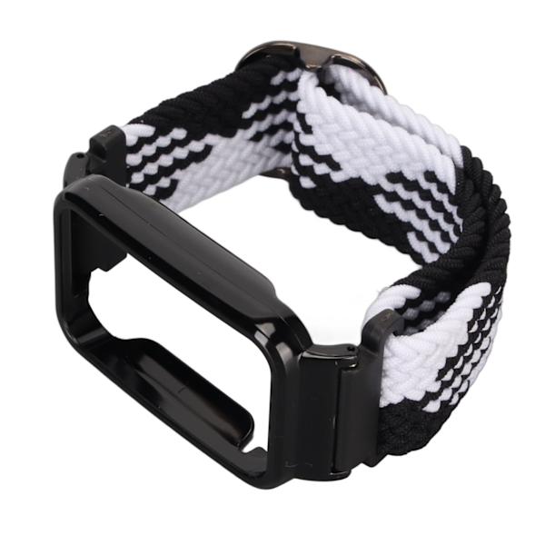 Stretch nylon flätat watch med skyddande stötfångare Case Passar för Mi Band 7 Pro Svart vitt och svart case