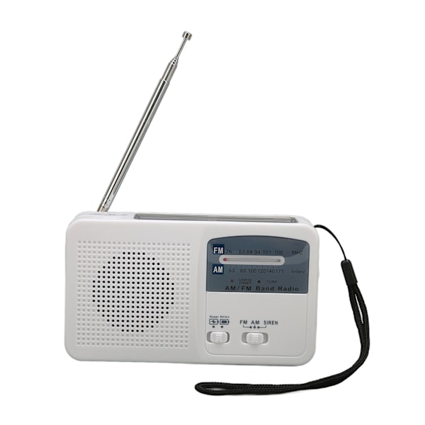 Solar Handvev Radio Multifunktion Bärbar Uppladdningsbar Nödradio med LED-ficklampa för Camping Outdoor Vit