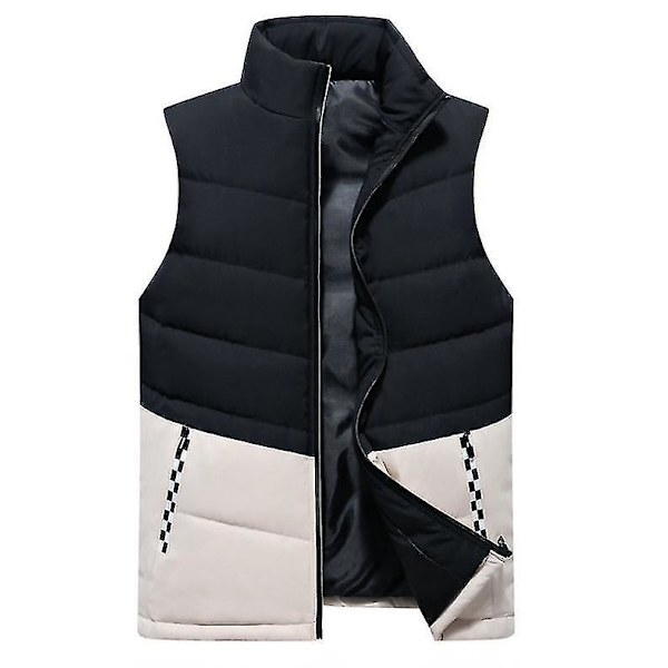 Vinterjakke for menn, avslappet, polstret vest, stand-up krage, 3XL, svart
