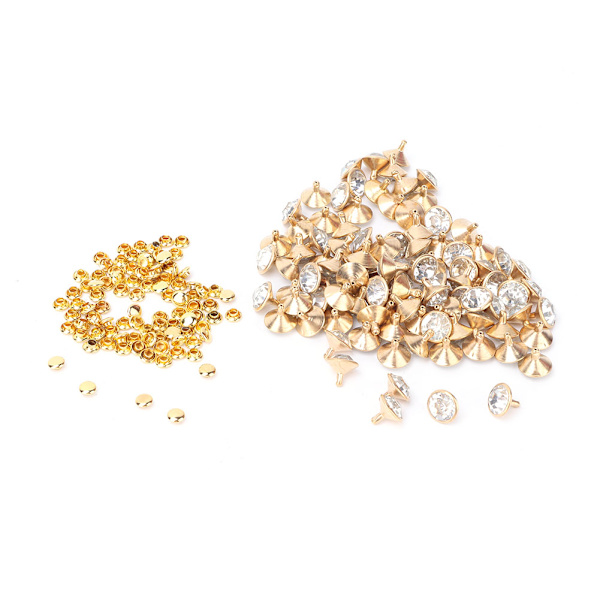 Stof krystal indlæg hurtige nitter 12 mm spots studs hætte til DIY læder håndværk dekoration (sølv)