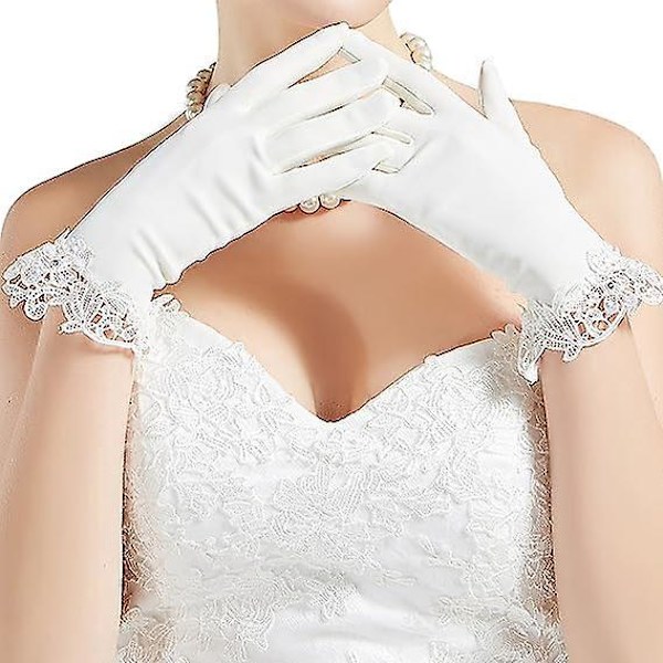 Elegante blonde sateng hansker for kvinner - Perfekt for bryllup, fester og ball