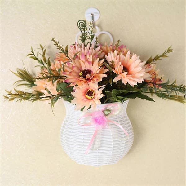 Plastic Wall Flower Basket for Plants, Decor, 1 Piece, White, Decorative Style