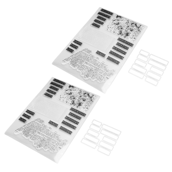 2 stk klart stempel Engelske ordmønster Klart Sikker Gjenbrukbar TPR Multi Purpose Transparent stempel for kort Konvoluttfremstilling