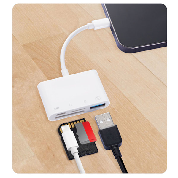 Minneskortadapter med laddningsport Plug and Play 14 i 1 för IOS till SD TF USB laddningskortläsare