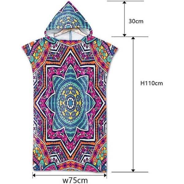 E-change Hooded Surf Poncho Håndklæde - Badekåbe til voksne med trykt design