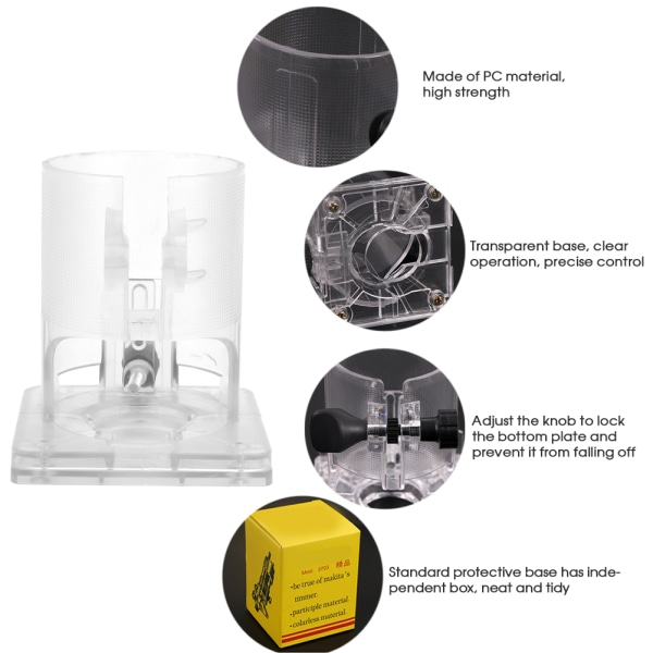 1 st Träbearbetningstrimmer Router Transparent plastbas Power tillbehör (standardversion) (standard version)