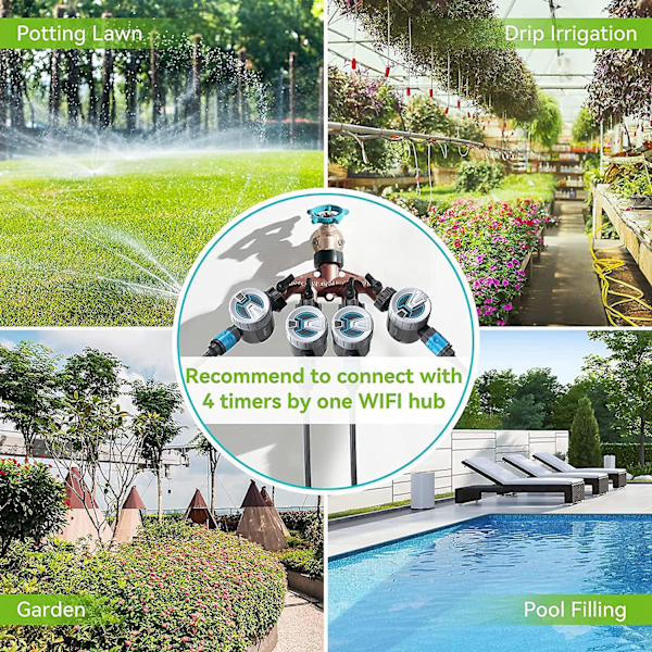 Bluetooth Sprinkler Timer for Utendørsbruk 60m Rekkevidde Digital Vanning Timer for Hage Slange og Plen