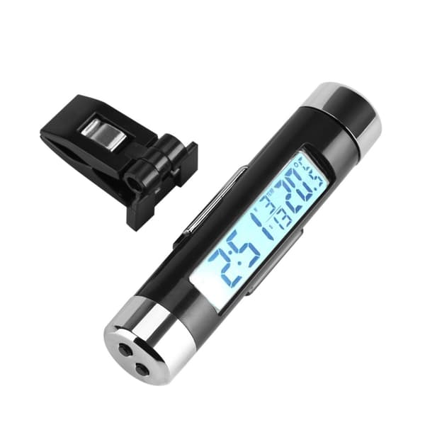 Clip-on Lastbilsbil LCD Termometer Bil Digital Bakgrundsbelysning Klockmonitor Vit Bakgrundsbelysning