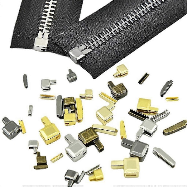 10 Stycken Bottenstopp för Dragkedja Väska Plånbok Dragkedja Ändstycke Reparation Silver