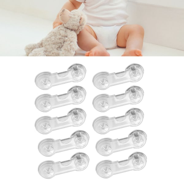 10 st Baby Säkerhetslås Punch Free Barnlås för Lådskåp Kylskåp Transparent