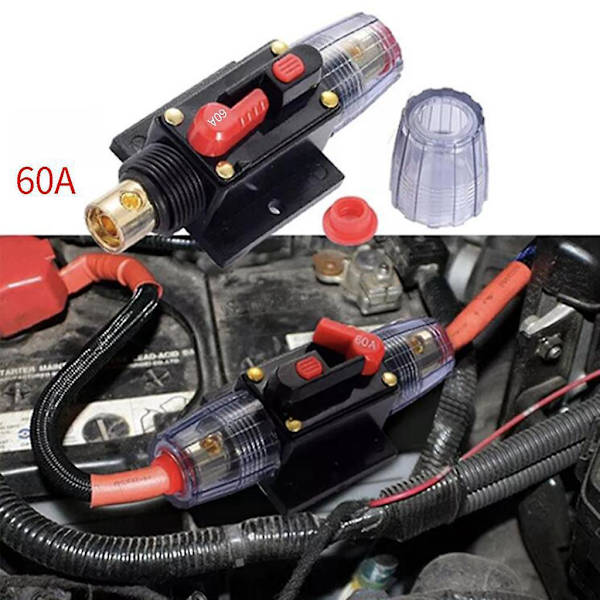2 x 12V Bil Audio AGU Sikringsholder 4-8 AWG Inline Strømafbryder Beskyttelse 60A--
