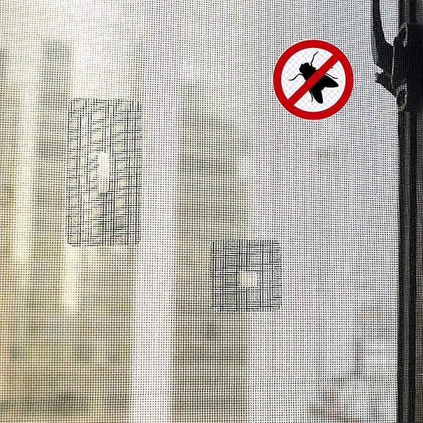 3-delad myggnätsreparationssats med självhäftande lapp, fönstertejp och 5x2m nätreparationstejp (grå)