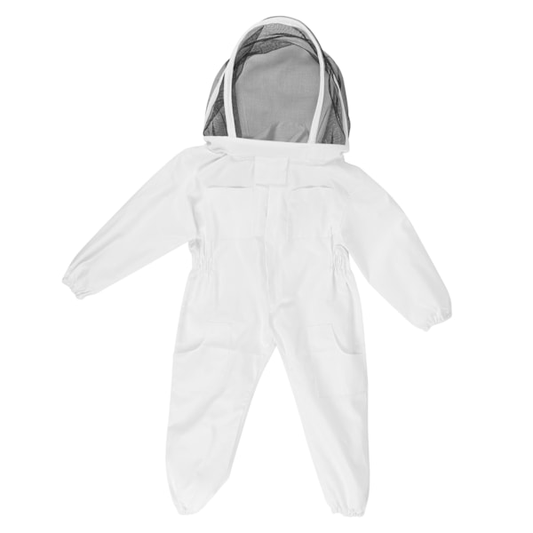 One Piece Beekeeping Suit with Veil Hood Children kids Beekeeping Protective Clothes(White M)