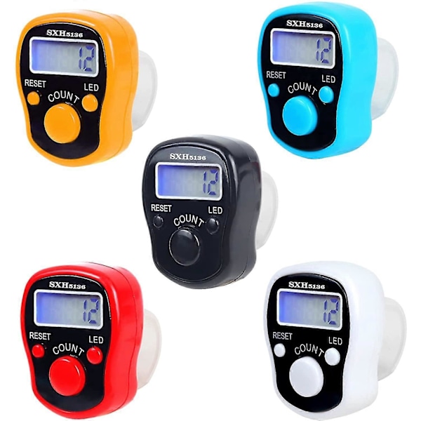 Finger Tællere - 5 Led Digital Finger Tæller Med Digital Elektronisk Finger Tæller Hånd Tæller Mini Manuel Tæller Med LCD Display Finger Tæller F