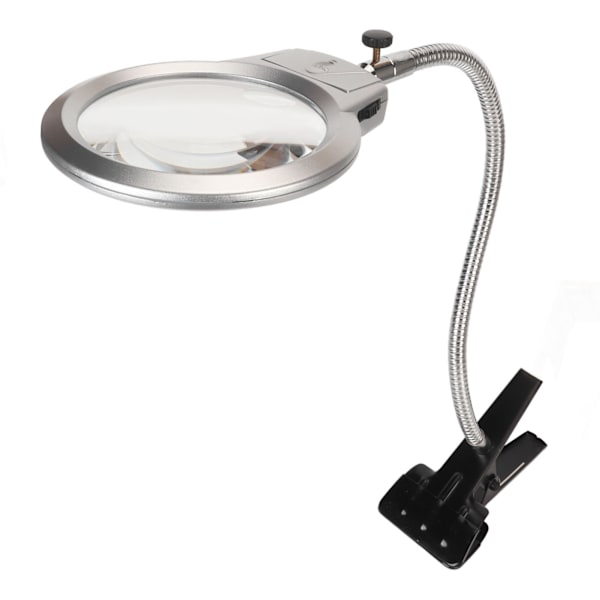 Klemme forstørrelsesglass 2X og 6X dobbel linse fleksibel slange 2 LED-er Clip On Lupe med lys