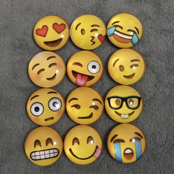 Emoji-magneter, 12 st 3D-glas Smiley -kylskåpsmagneter starkt lim för att dekorera kylskåp, whiteboardtavlor, skolskåp