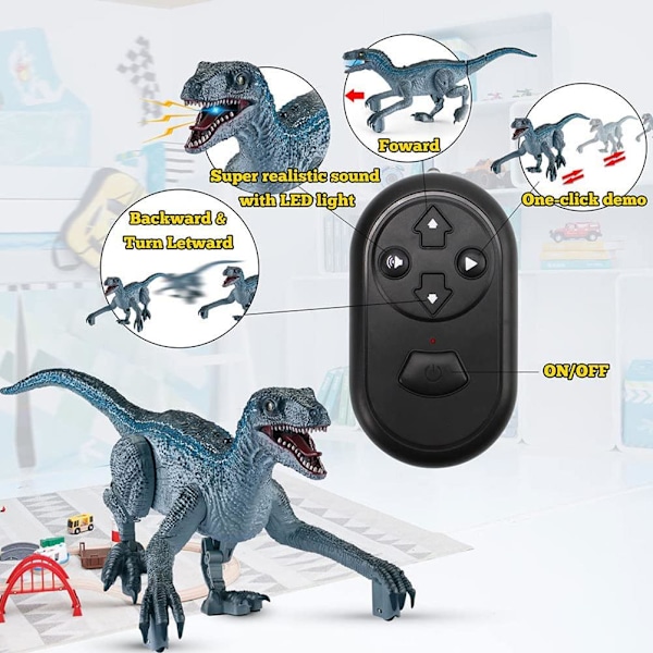 Fjärrkontroll Dinosaurie Leksaker för Pojkar 360 Grader Roterbar Elektrisk Gående Dinosaurie Leksak med Rytande Ljud Skakande Huvud och Svans Elektroniska Leksaker