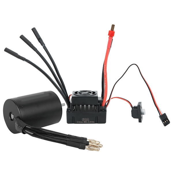 Surpass 3650 vedenpitävä 4-napainen harjaton moottori 60A ESC RC-auton lisävaruste (musta)(3100Kv60A ESC )