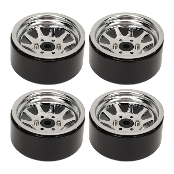 4PCS RC Hjulnav Set Zinklegering Stål Universal 1,9 Tum 10 Fälgar RC Crawler Bilhjulnav för Axial SCX10 II III Silver